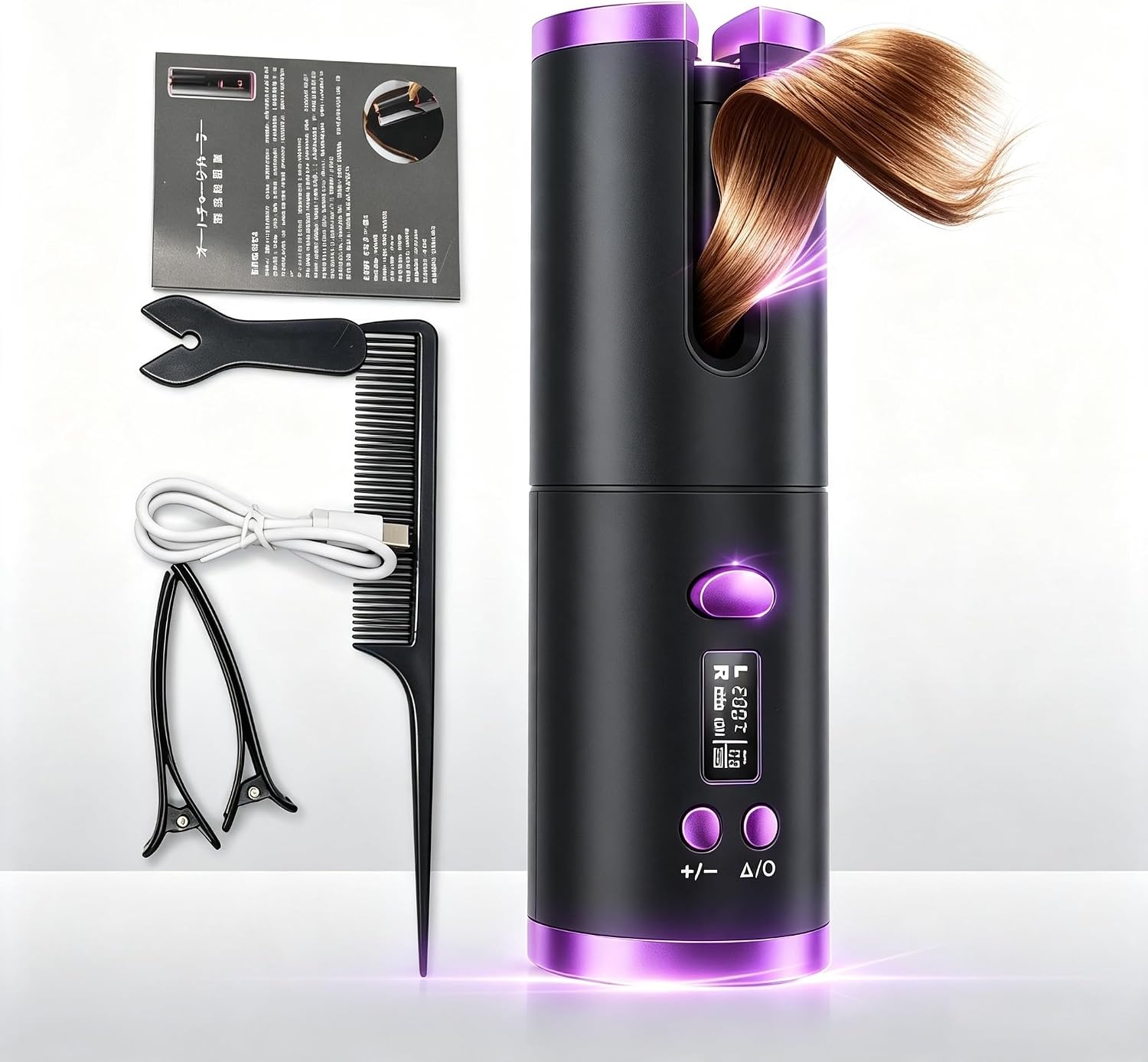 Cordless Automatic Hair Curler, Rechargeable Wireless Curling Iron