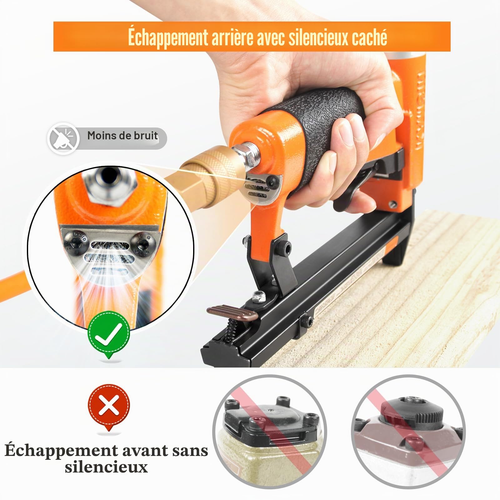 KAMSIN KN7116 Agrafeuse pneumatique pour meubles, calibre 22 Type 71, couronne de 9,0 mm, agrafeuse pneumatique pour meubles, tissus, bricolage
