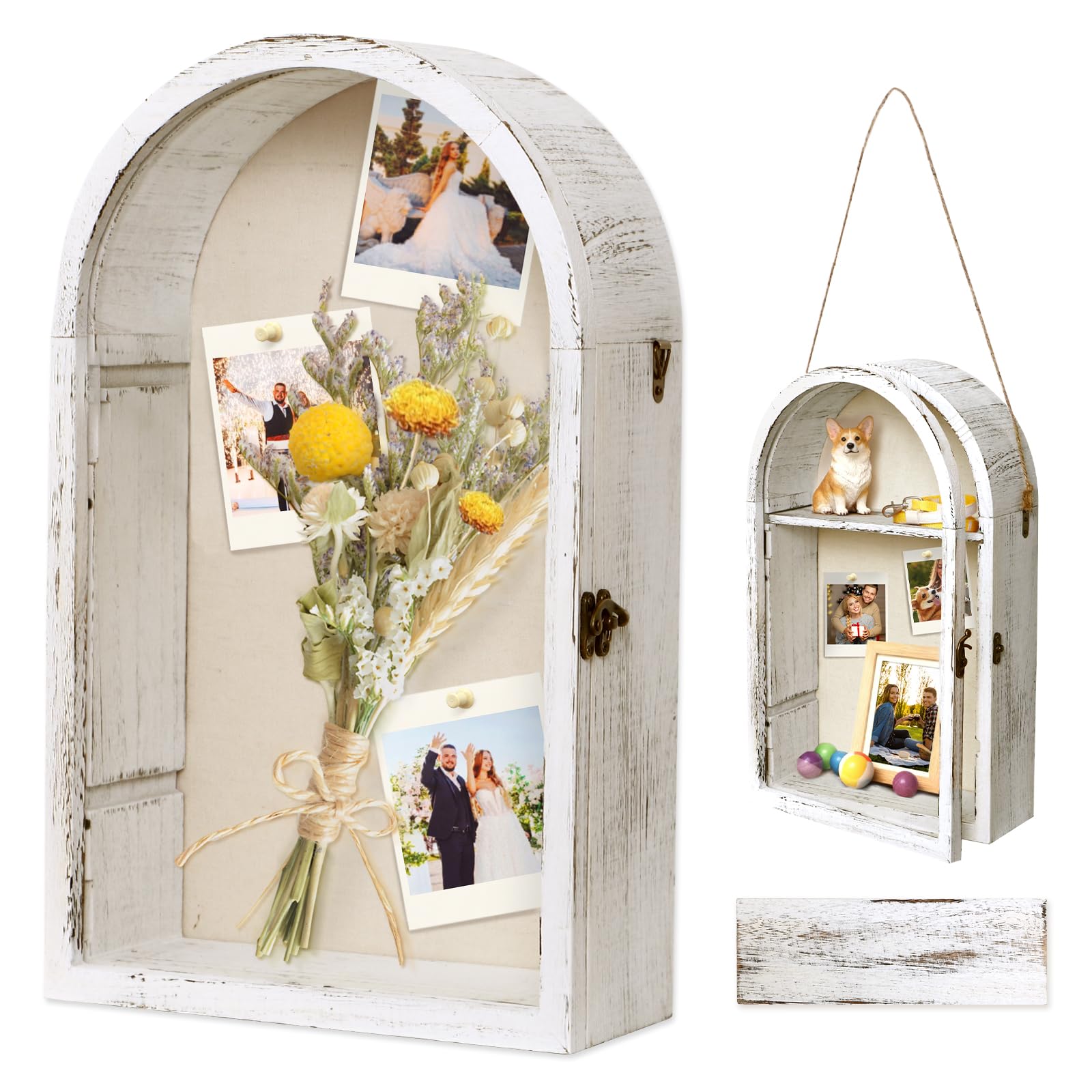 Caja de Sombra Marcos con Profundidad Blanco Marcos de Fotos 3D Blanco | Dremisland Preencher con Puerta Batiente Marco de Objetos Marco de Madera Profunda para Medallas Flores Ramo Boletos