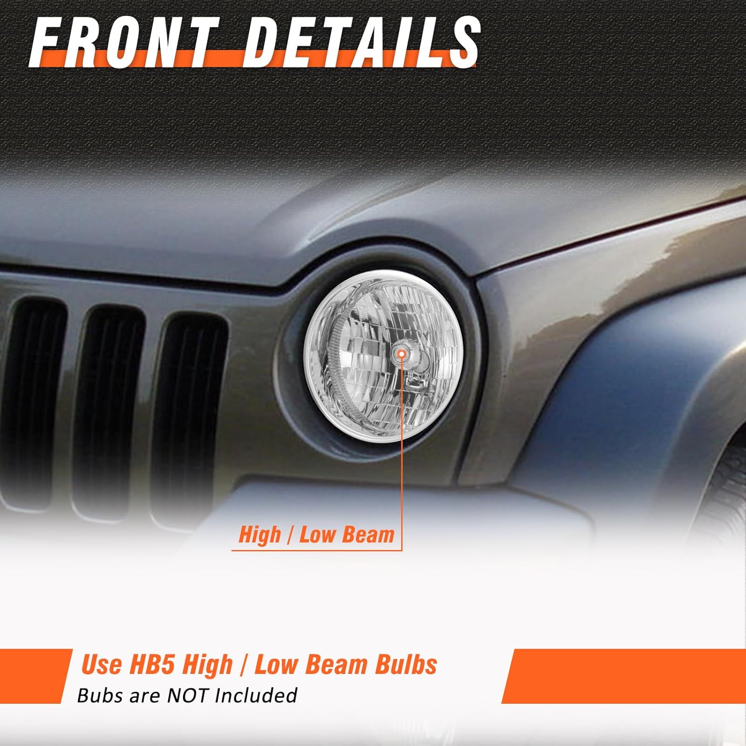 Headlights Assembly for 2002 2003 2004 Liberty Compatible with 02 03 04 Liberty Halogen Headlight Chrome housing Replacement Driver and Passenger Side