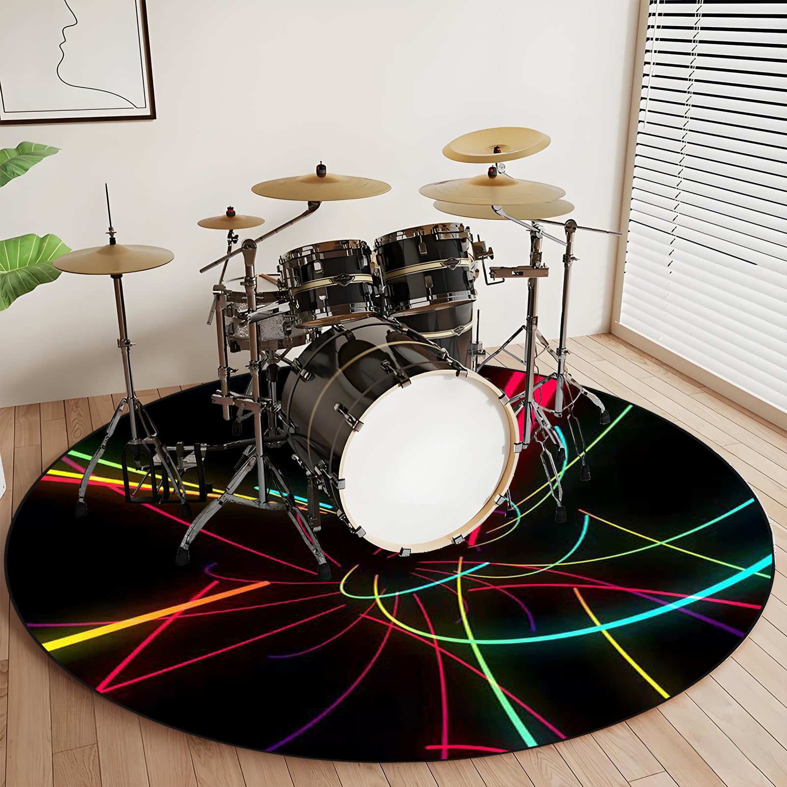 Akustyczny dywanik bębnowy Dywan Antypoślizgowy dźwiękoszczelny do elektronicznego bębna bębnowego bębna bębnowego Instrumenty muzyczne Okrągły Dywan bębnowy Bateria 150 cm