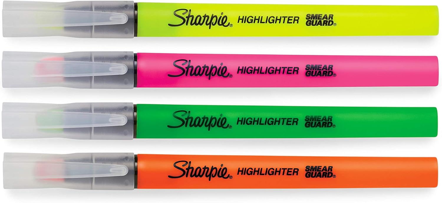 SHARPIE Clear View Highlighter Stick, Assorted, 4/Pack (1950749)