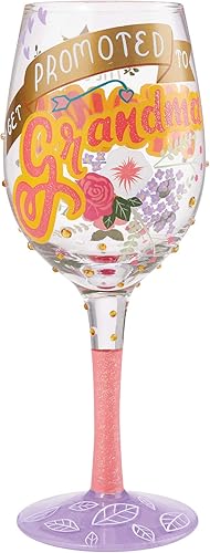 Enesco Designs by Lolita Best Mom's Get Promoted to Grandma - Copa de vino pintada a mano, 1 unidad (paquete de 1), multicolor