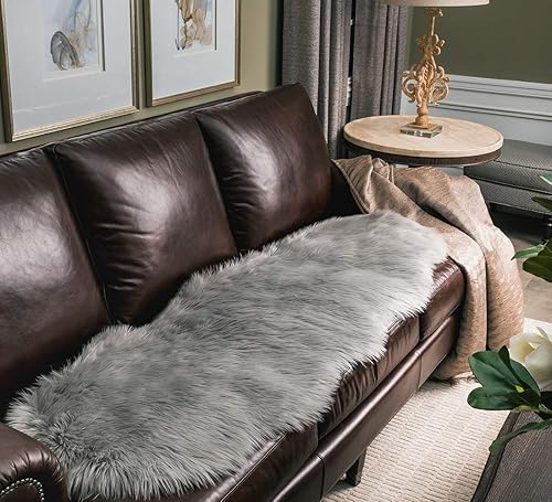 Miniatura 185 de SERISSA Alfombra suave y esponjosa de piel de oveja sintética, color beige, alfombra lanuda para el suelo del dormitorio, alfombra mullida