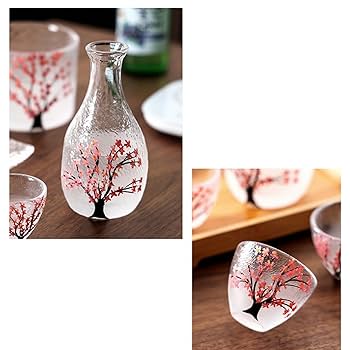 Amazon.co.jp: 桜柄 酒器セット ガラス 冷酒耐熱ガラス 冷酒器