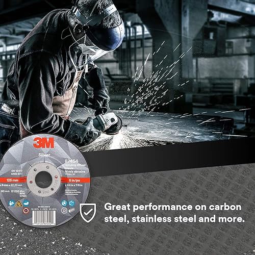 Miniatura 4 de 3M Rueda abrasiva central deprimida plateada, 87454, T27, 5 pulgadas x 14 pulgadas x 78 pulgadas, paquete de 10, bordes de desbarbado, eliminación