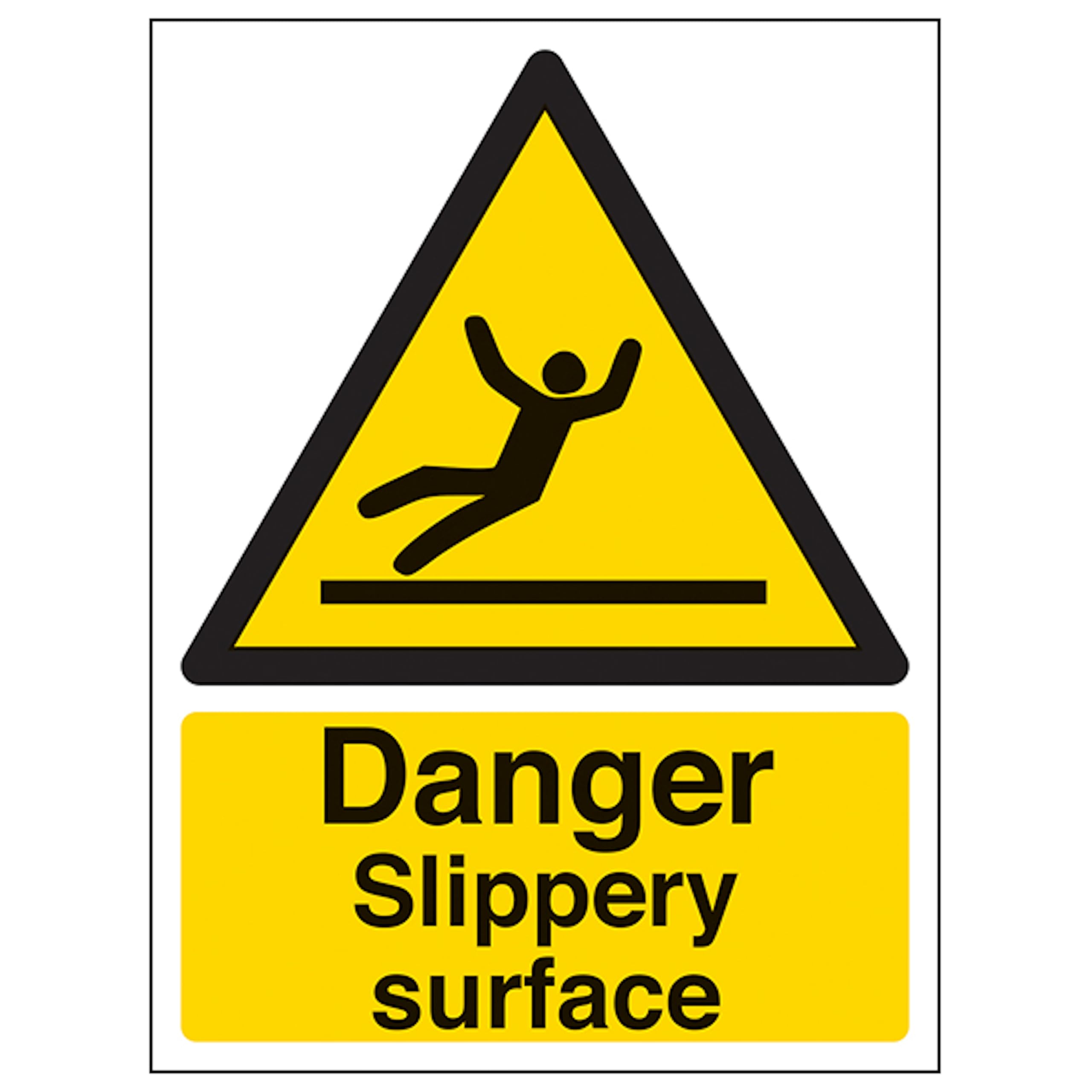 V Safety Danger Slippery Surface - Portrait 150 x 200mm - 2mm Rigid Plastic Safety Sign