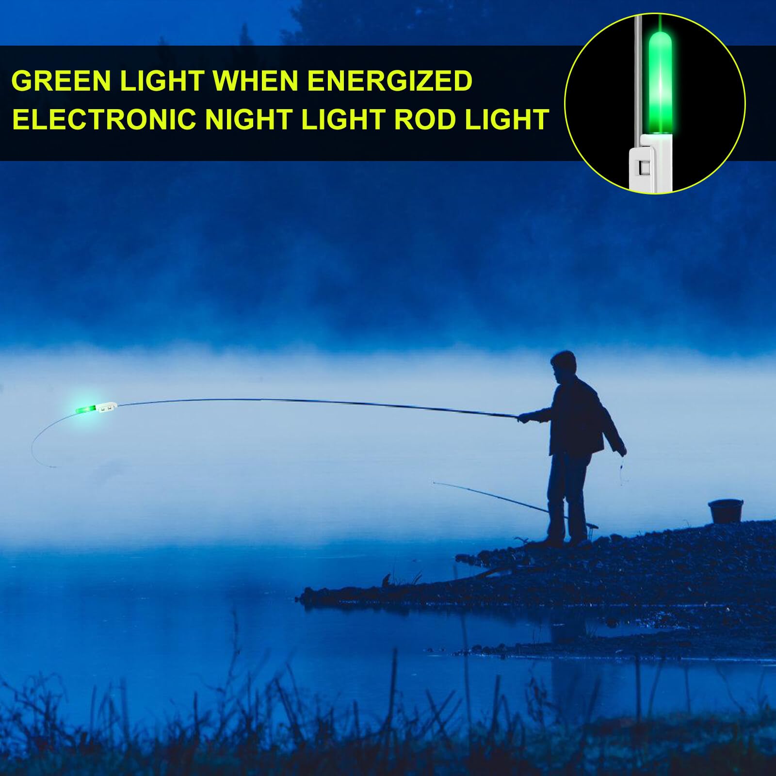 BAIFULAI 8 pezzi di luci a LED da pesca, indicatore di abbondanza, luci luminose con fibbia, per pesca notturna, per pesca in mare