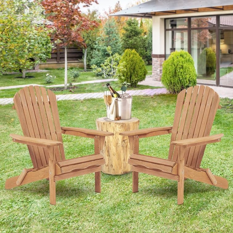 Set of 2 Outdoor Cedar Chairs, Garden Balcony, Size, 36'' HX 19.5'' WX 31'' D. (Brown)