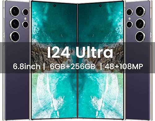 Miniatura 2 de Teléfono inteligente I24 Ultra 5G, teléfono desbloqueado de 6+256 GB, Android 13.0, cámara de zoom de 48+108MP, teléfono móvil con bolígrafo Violeta