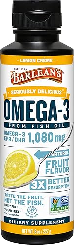 Barleans Lemon Creme Omega 3 Suplementos de aceite de pescado 1080 mg de EPADHA para salud cerebral corazón articulaciones e inmunológica Sabor a