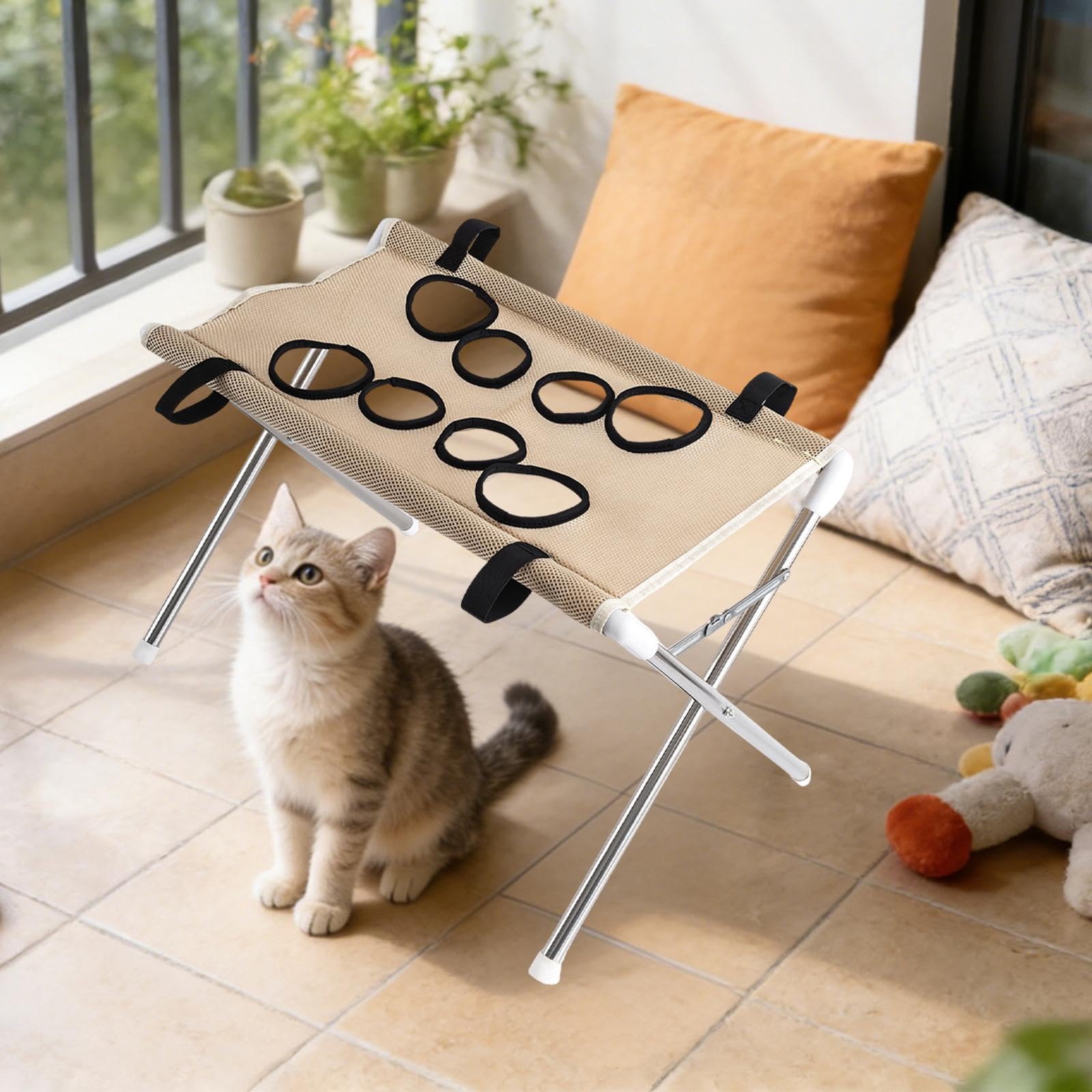Tierpflege Hängematte mit Waschfunktion, Multifunktionale Hängematte für Die Katzenpflege, Zum Krallenschneiden, Kaffee