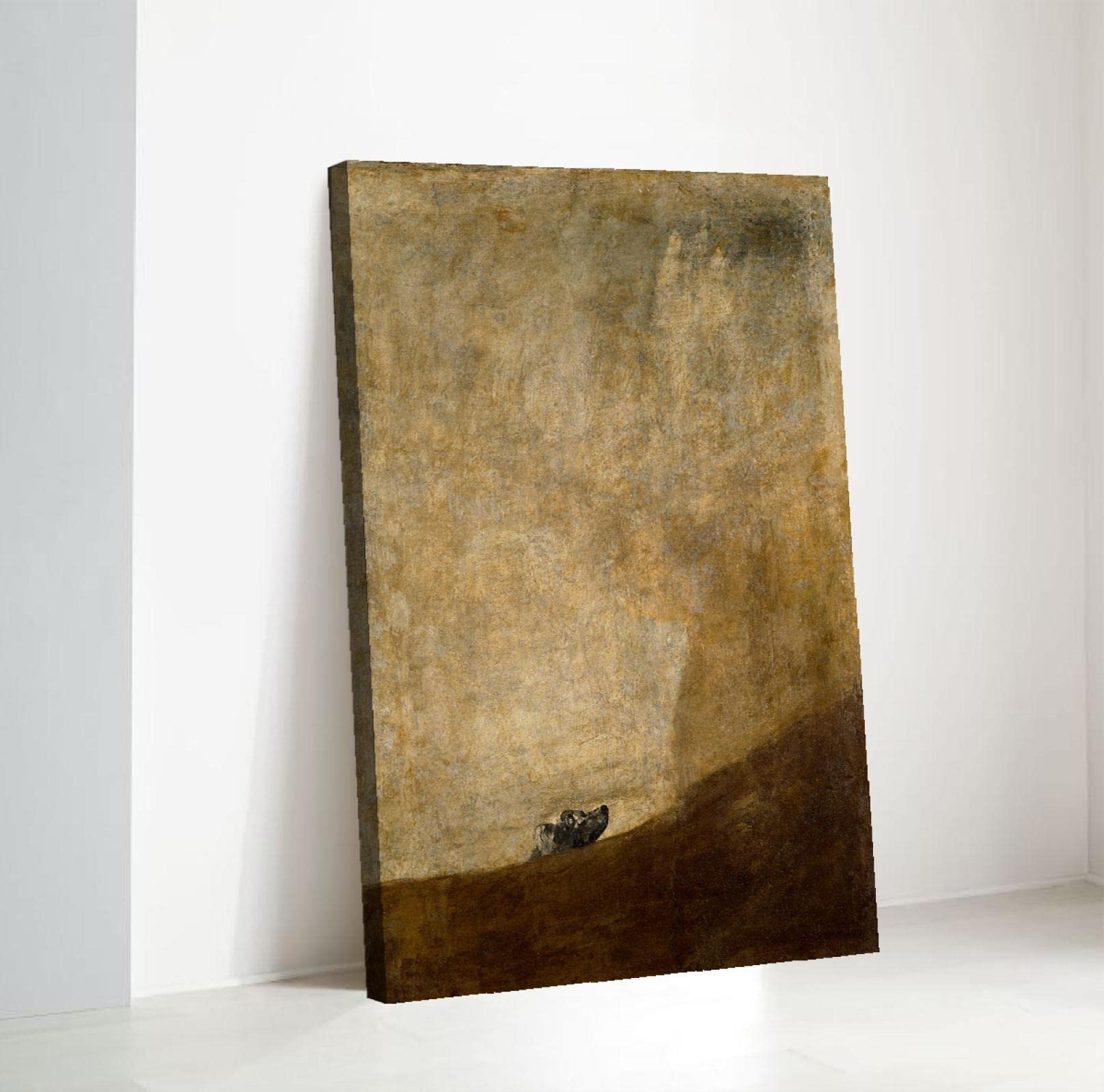 HengYun ART El perro 1823 por Francisco de Goya Romanticismo e impresionismo Lienzo Arte mural Impresiones para decoración de pared de dormitorio Regalos estéticos 52x30cm Marco interno