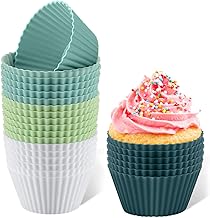 Silicone Cupcake Liners, 24pcs Silicone Baking Cups, Silicone Muffin Cups, Reusable Silicone Cupcake Molds for Baking Muffins, Cupcakes and Candies (Morandi Color)