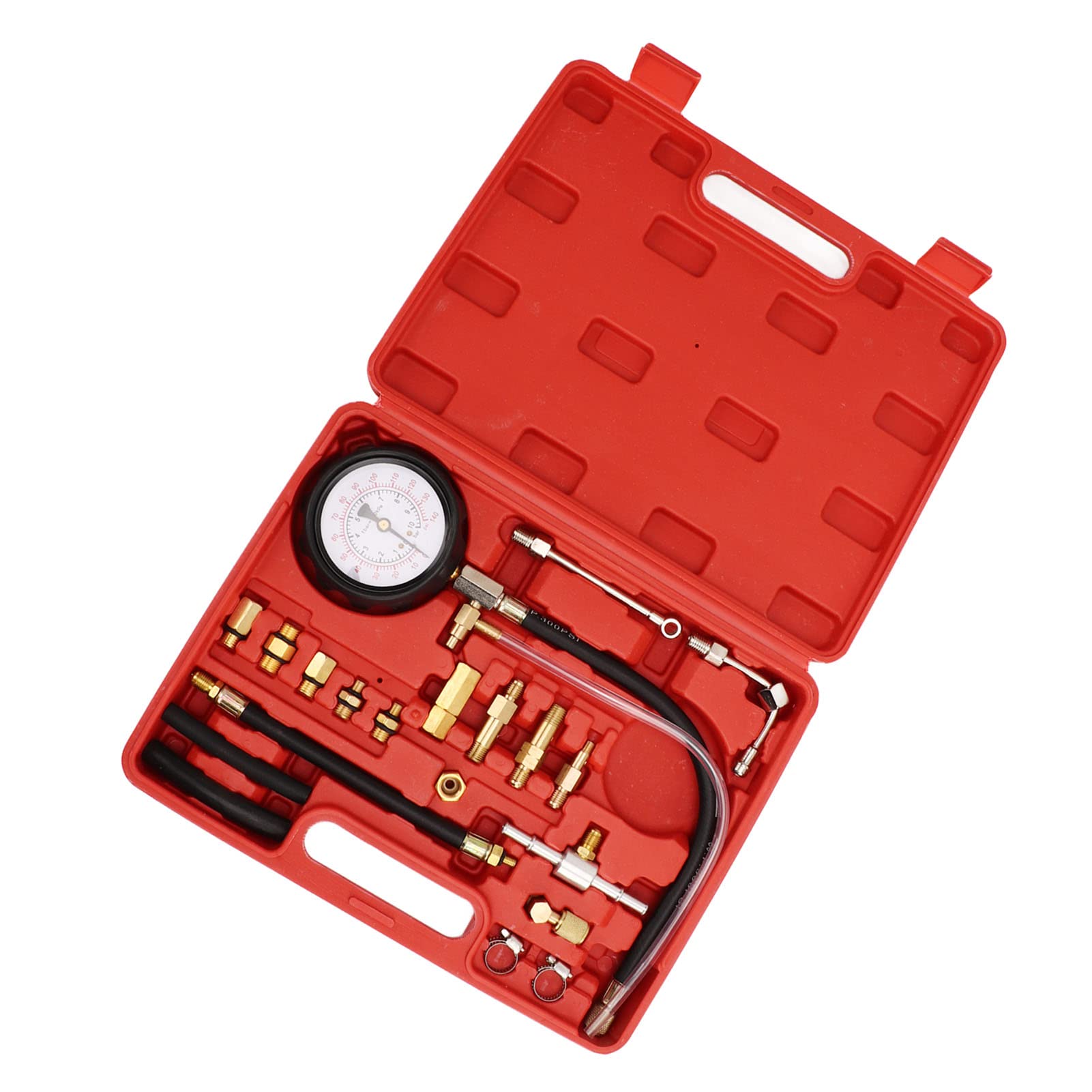 Brrnoo Kit Tester Pressione Iniezione Carburante con Adattatori Strumento Diagnostico Automobilistico da 0 a 140PSI per Motori a Benzina