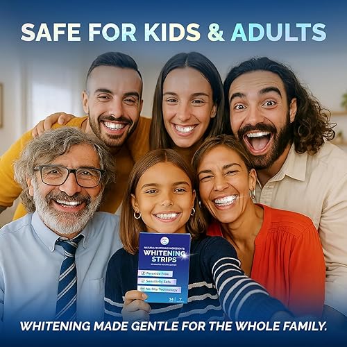 Miniatura 8 de Tiras blanqueadoras para dientes sensibles, sin esmalte, sin peróxido, tiras blanqueadoras de dientes con enzimas naturales, puntas blancas suaves