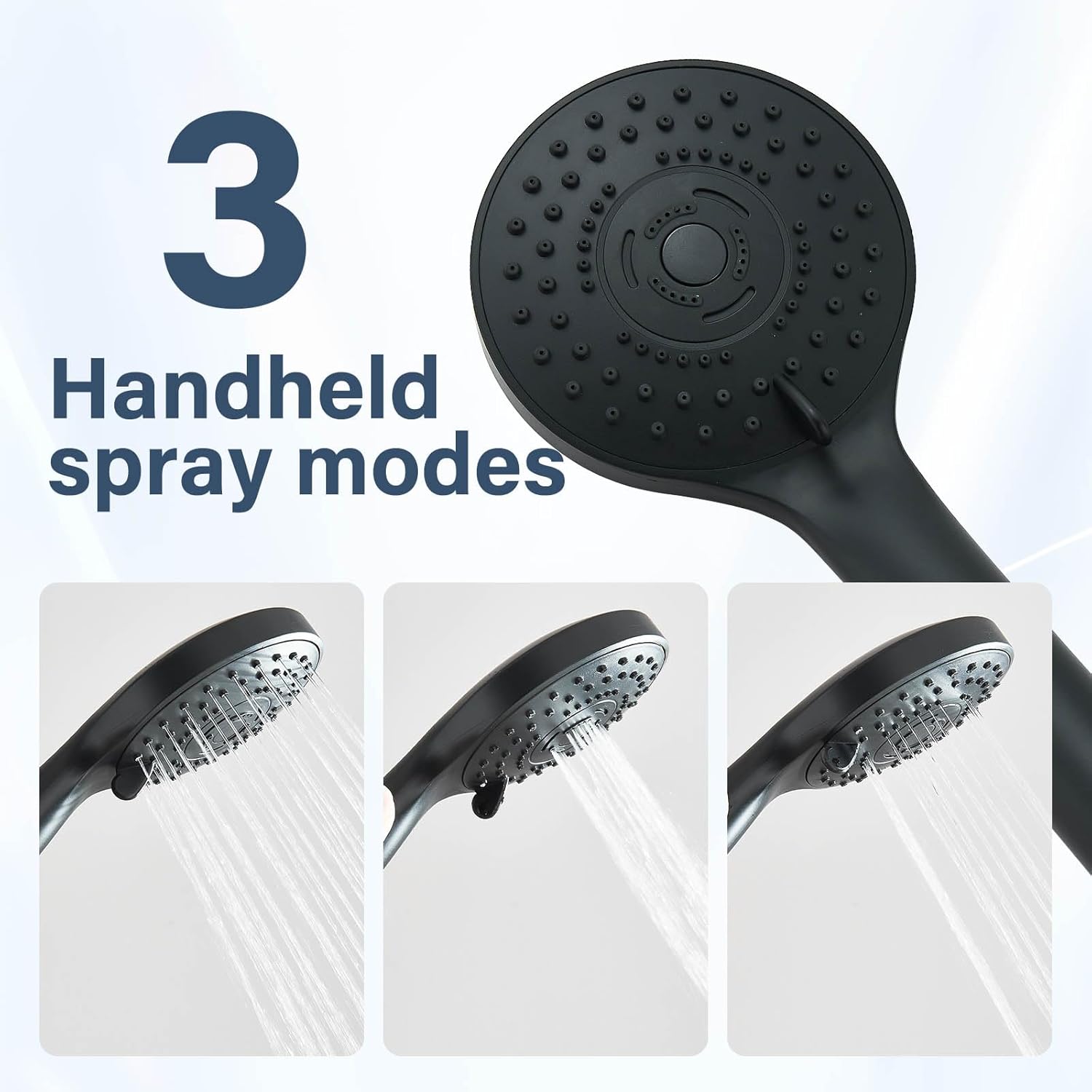 Matte Black Shower Head, High Pressure Rainfall 8 Inch Shower Head/Handheld Showerhead Combo with 10" Extension Arm, Height/Angle Adjustable