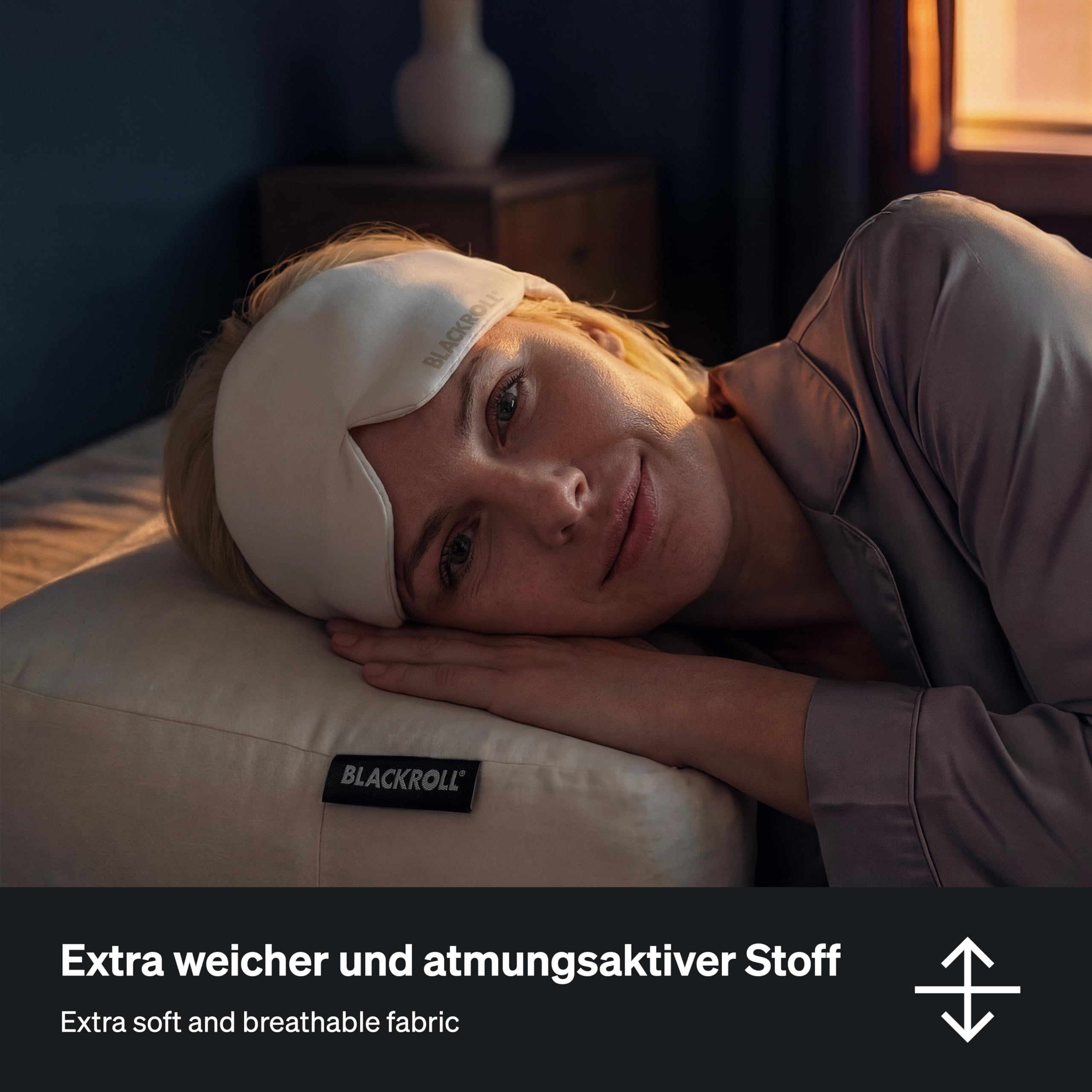BLACKROLL® Antifaz para dormir de TENCEL™ Lyocell y viscosa Celliant con cierre de , sin presión, extra suave, incluye tapones reutilizables, lavable a 30 °C
