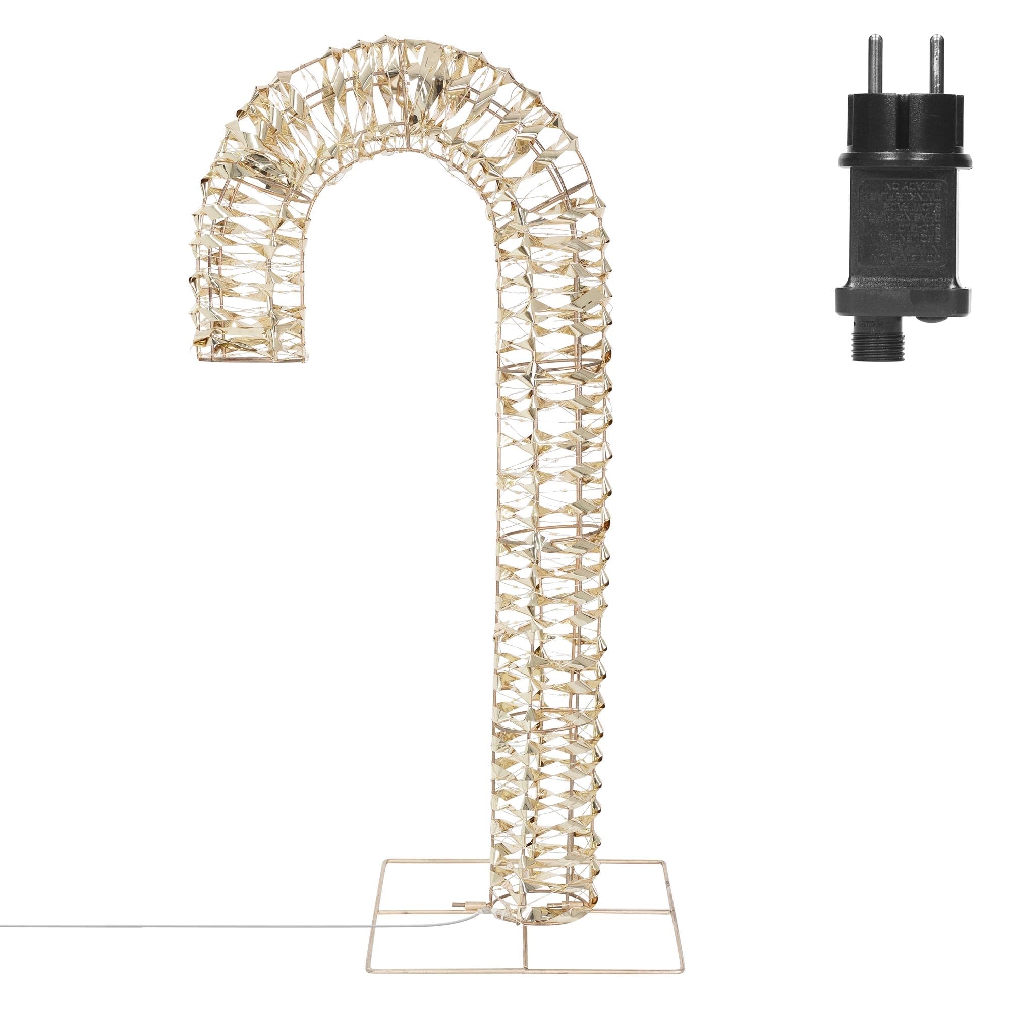 ECD Germany LED-Zuckerstange 75 cm in Gold mit LED-Beleuchtung, Metall Leuchtstab mit 400 warmweißen LEDs, Timer 6 Std, Weihnachtsbeleuchtung IP44 Wasserdicht Innen/Aussen, Candy Cane Weihnachtsdeko