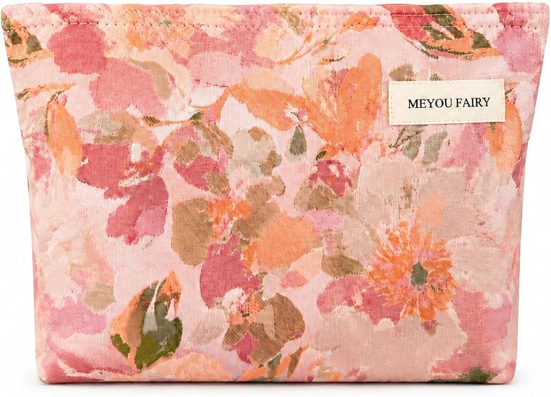 Necessaire Ritpviq Floral em Rosa com Zíper