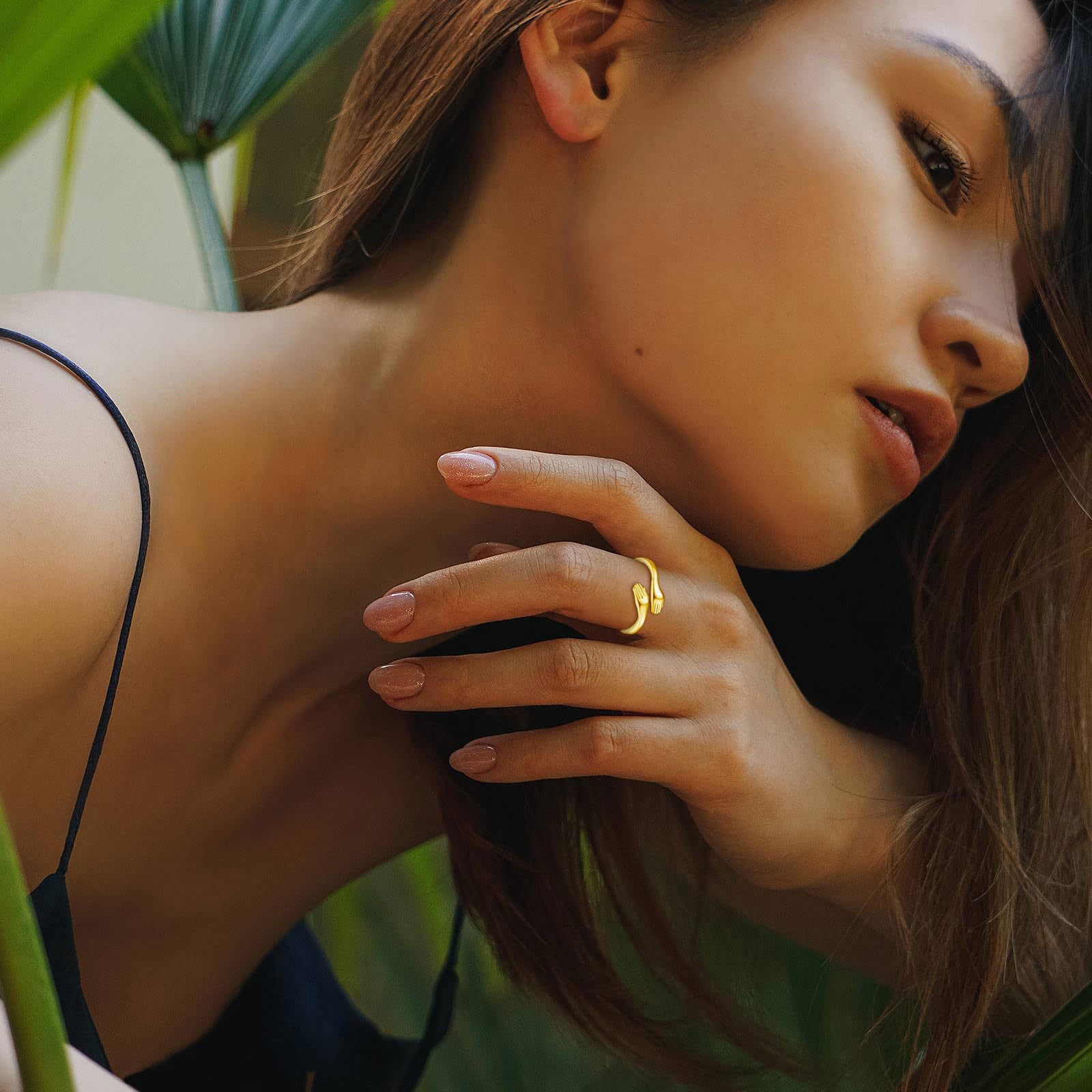 INFUSEU Anillo Abrazo Plata De Ley 925 Ajustable Anillo De Amor Joyas Siempre Juntas Comprometimos Regalos Originales para Mujer