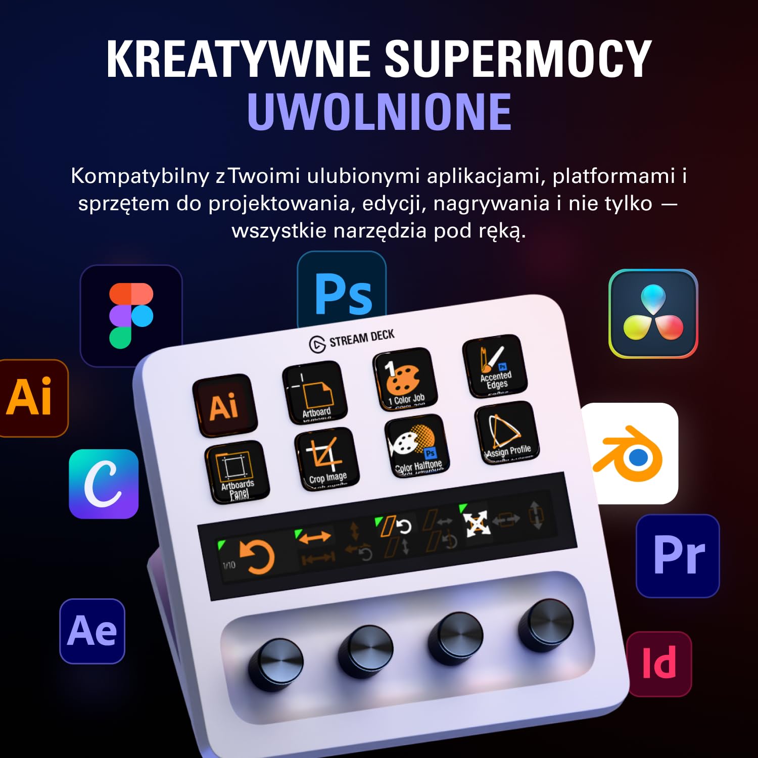 Elgato Stream Deck + White, mikser audio, kontroler do