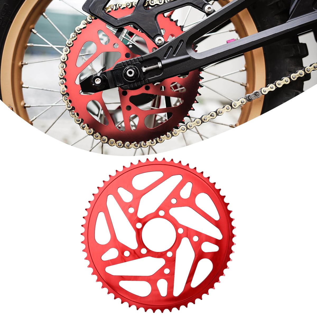 Canitu Red 58T Rear Sprockets,Aluminum Alloy Motorcycle Chain Sprocket for Sur Ron Light Bee S/X Segway X160/X260 Electric Dirt Bike