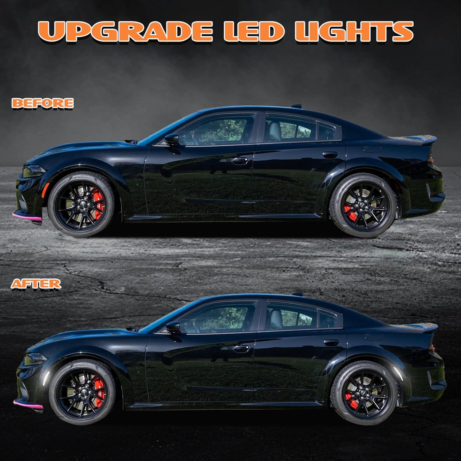 LED Side Marker Light Compatible with Dodge Charger 2015-2023 Front Rear Bumper Lights, Smoked Lens White Side Marker Lamp Kit 4PCS
