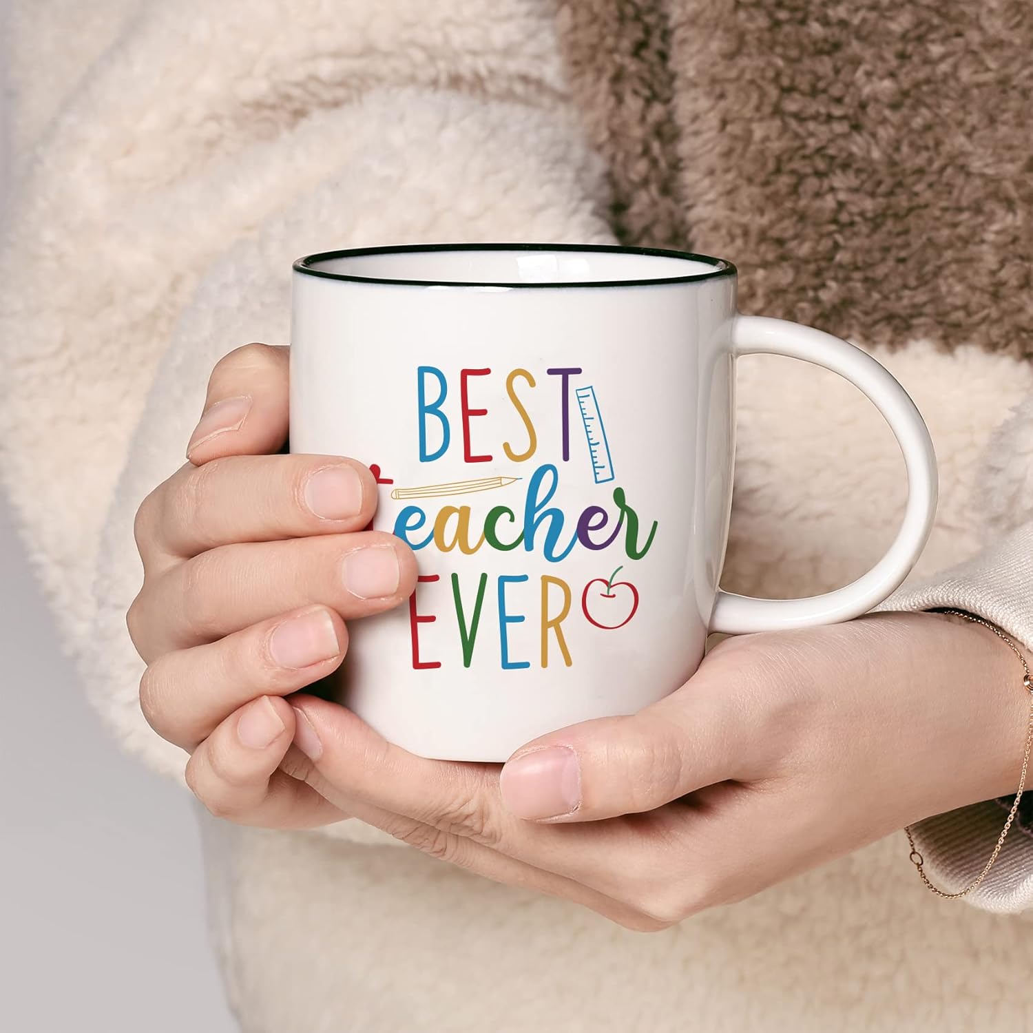 CARAKNOTS Teacher Appreciation Gifts for Women Coffee Mug Teacher Gifts for Retirement Valentines Day Graduation End of Year Thank you Christmas Birthday White Ceramic Mug Cups 13 oz - Image 3
