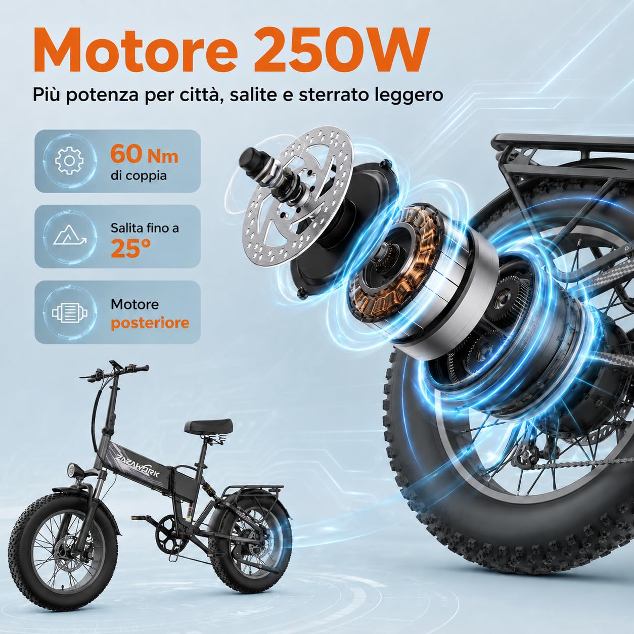Bici Elettrica Pieghevole 20"×4.0" Fat Tire, Bicicletta Elettrica 48V 20Ah Batteria Rimovibile fino a 120 km 250W,60 Nm, 7 Velocità per Adulti, Freni Idraulici Doppia Sospensione per Ogni Terreno