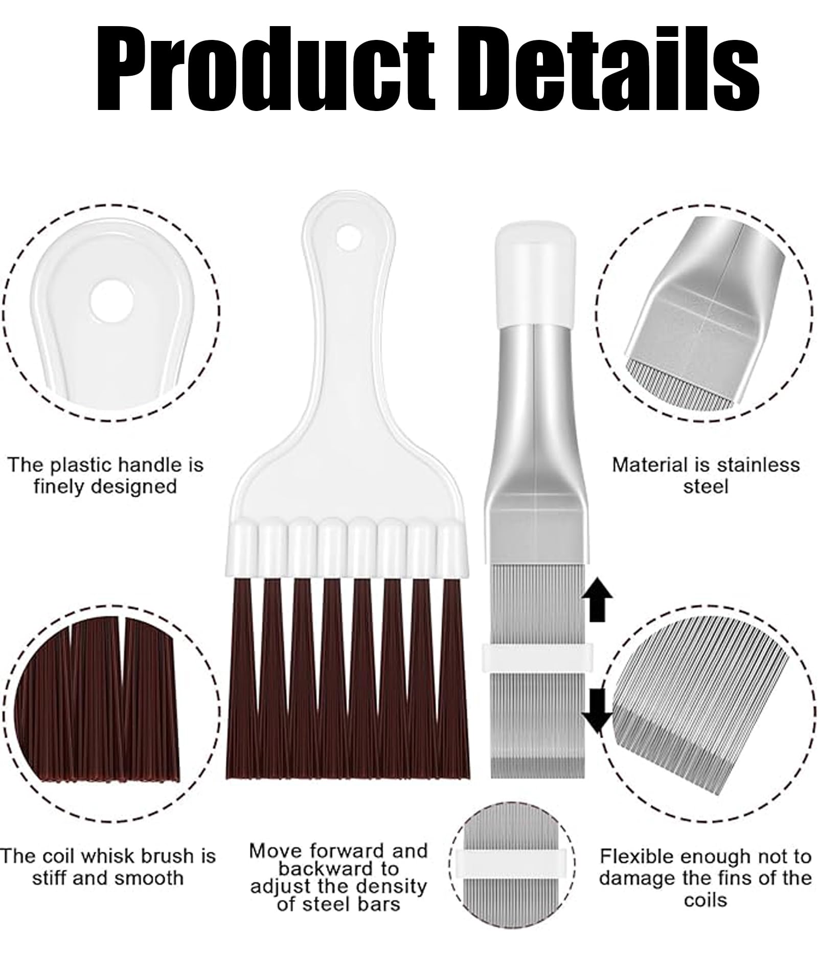 2 Pcs AC Coil Cleaner Brush Set, Air Conditioner Fin Comb Cleaner Kit, AC Cleaning Kit AC Coil Repair Tool for Efficient Cleaning AC Tools Suitable for Professionals or Home Maintenance Use 2