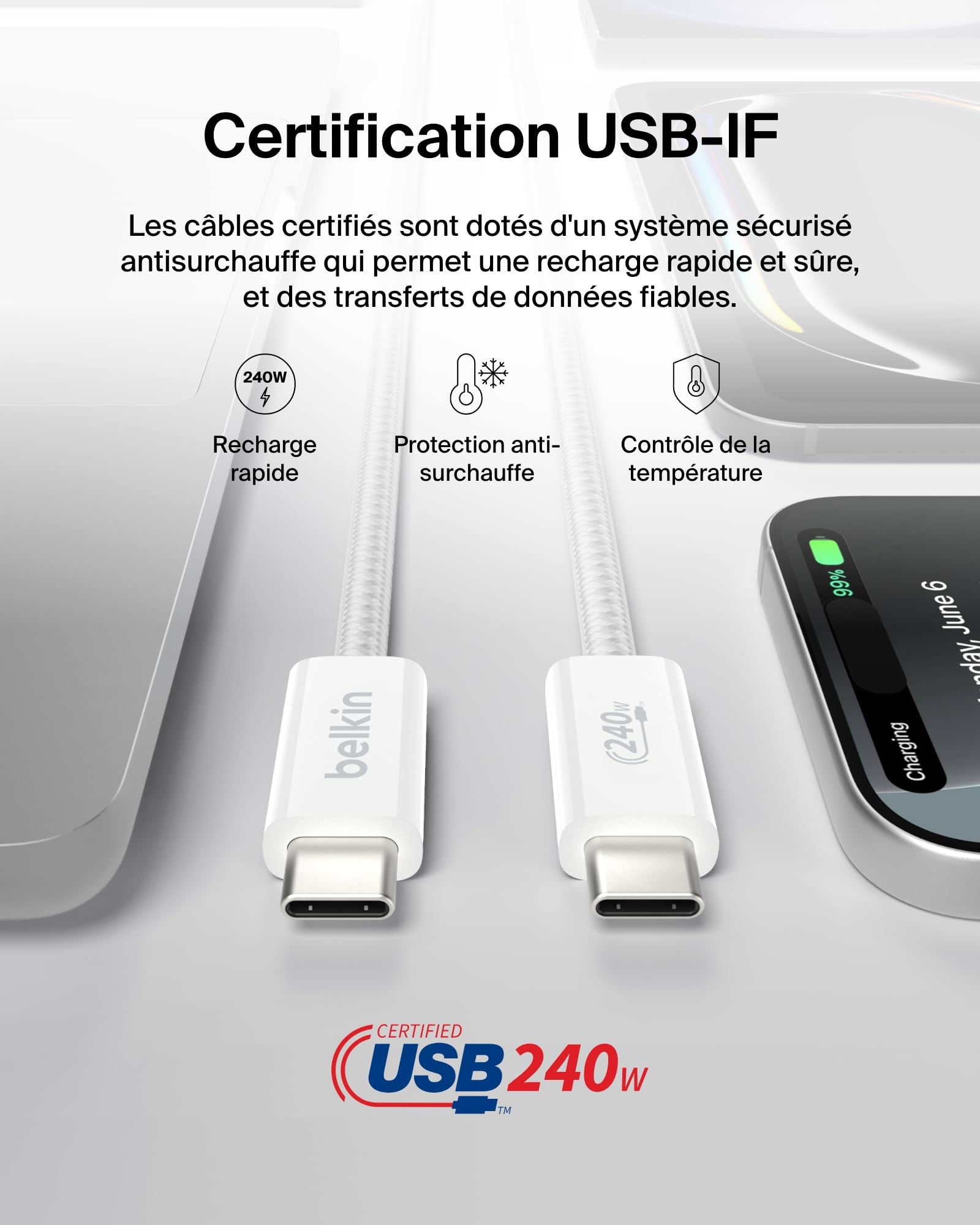 Câbles USB-C vers USB-C Belkin 1,5 m – Gaine tressée, 60W @ Amazon at Amazon Câbles USB-C vers USB-C Belkin 1,5 m – Gaine tressée, 60W @ Amazon at Amazon