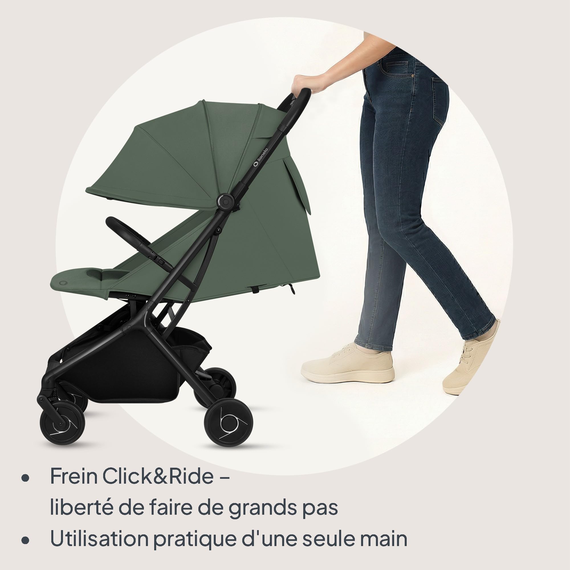 Lionelo Sia Poussette Compacte jusqu’à 22 kg Se Plie et Tient Debout, Léger 5,9 kg, Position Allongée Capote XXL UPF50+ Imperméable, Boucle Magnétique Grand Panier 3 kg (VERT ÉMERAUDE)