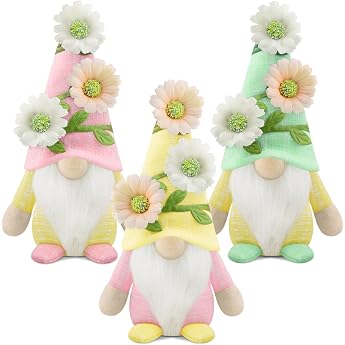 Gehydy Decorative Spring Gnome Figures Set of 3 Spring Decoration Easter Gnome Decoration Easter Accessories for Home Kitchen 22 cm