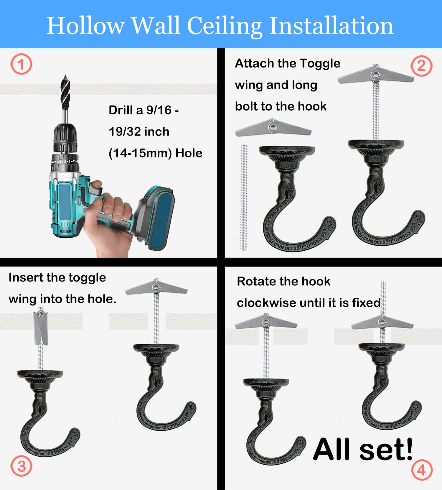 ceiling hooks for support of heavy weight Amazon.com: Evsteluo Heavy-Duty Ceiling Hooks 25–30 lbs Capacity with  Hardware Kit – for Wood, Cement & Drywall Installation (2 Sets Black) :  Home & Kitchen