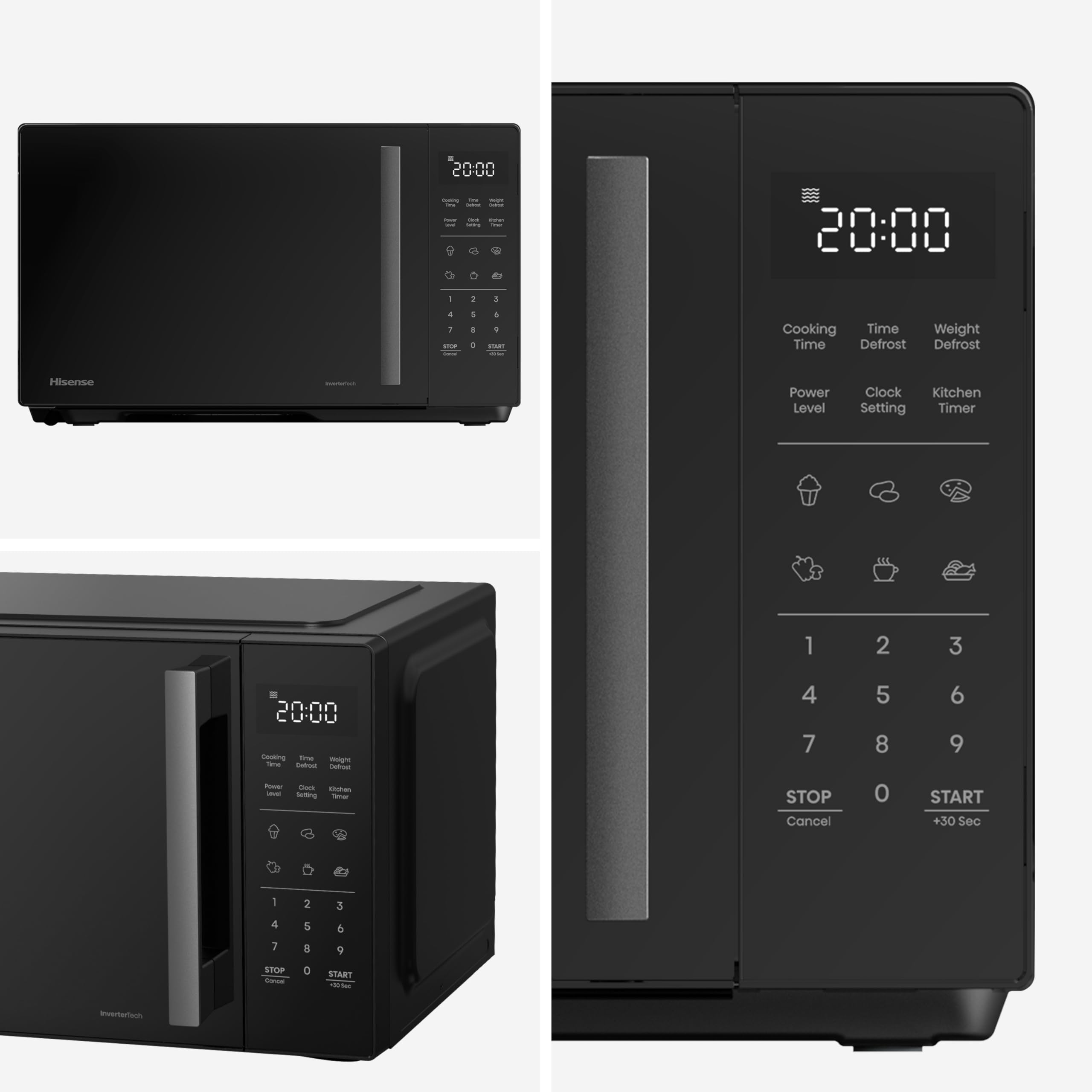 Hisense H23MOBS4HI Mikrowelle 23L 900W InverterTech Keramikbeschichtung Schwarz