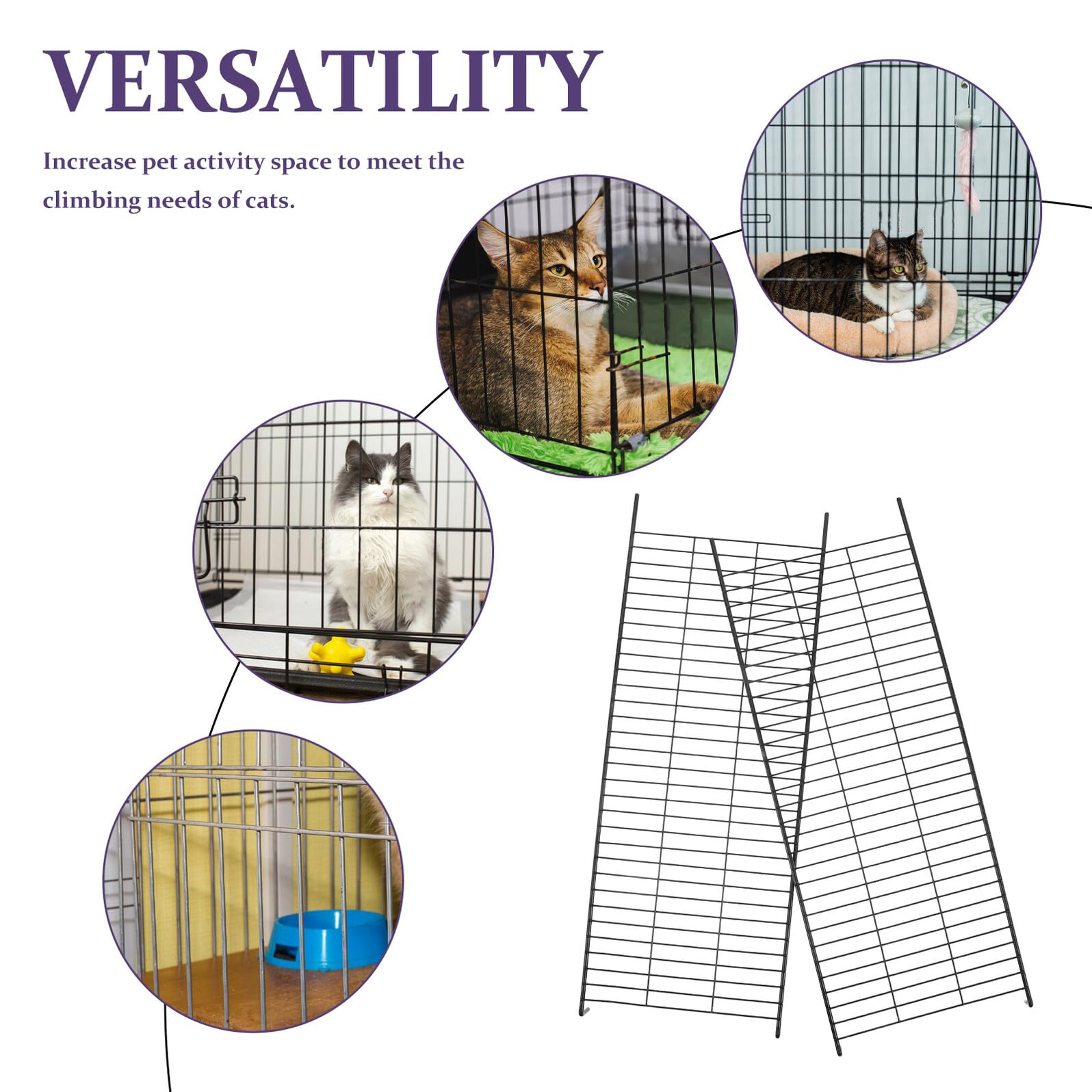HEMOTON 2 Stück Metallleiter für Katzenkäfige aus Eisen Kletterrampe für Indoor Katzengehege Vielseitiges Zubehör 42,5 X 16 X 2,3cm für Selbstgemacht Katzenlaufstall
