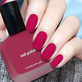 12ml Hot Pink Matte Nail Polish, Quick Dry Nail Lacquer for Nail Art Varnish, Mist Effect Matte Finish Velvet Nail Polish, 0.41 fl oz (Hot Pink, 0.41 fl oz)
