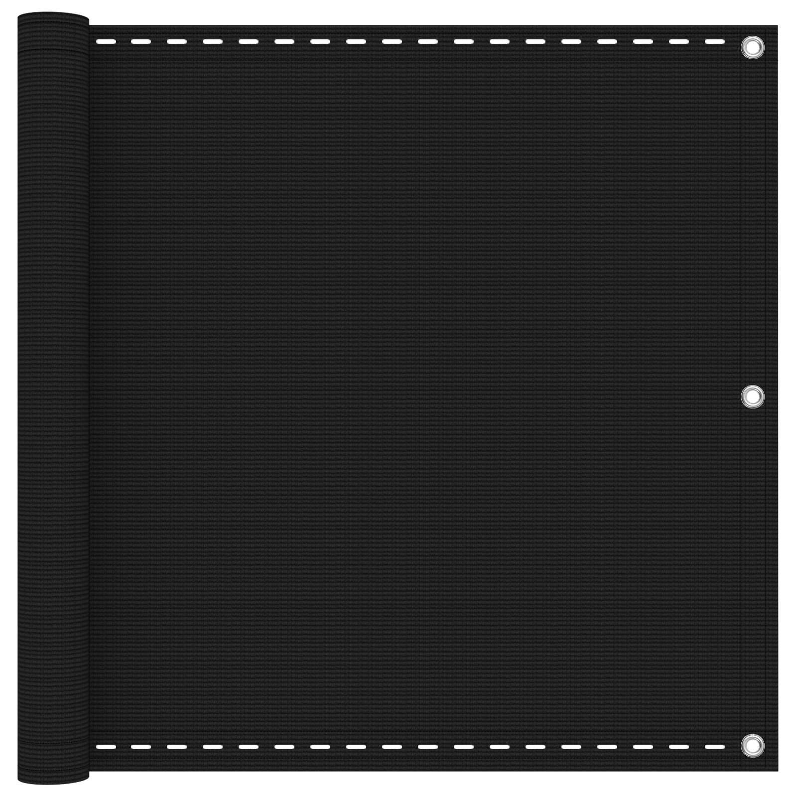 vidaXL Balcony Privacy Screen, Black, 90 x 700 cm, HDPE and Aluminium, Garden Privacy Fence, Modern Outdoor Shielding, UV-Resistant Privacy Wall, Easy to Assemble