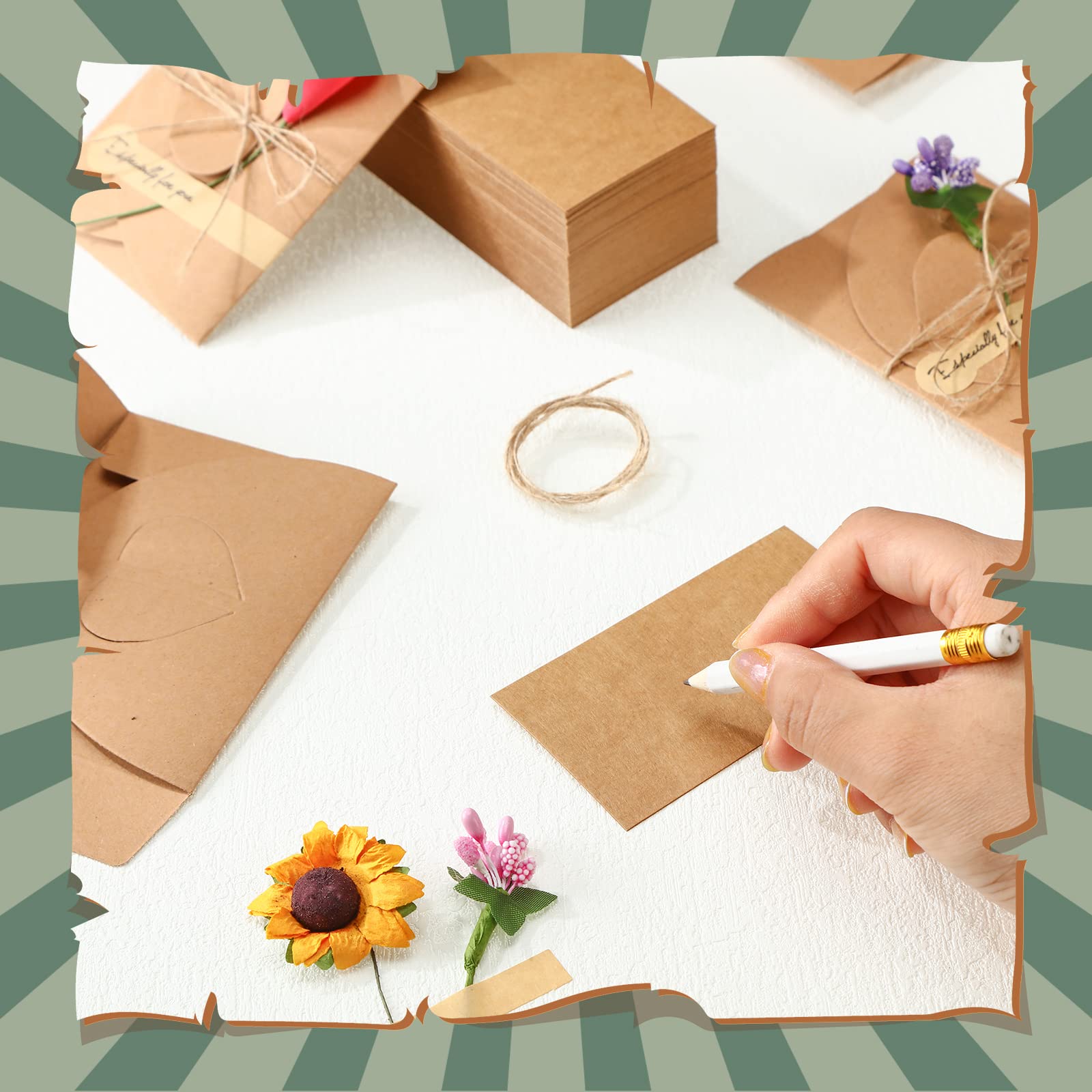 Lot de 100 cartes de vœux de remerciement avec enveloppes pour Noël, mariage, anniversaire, fête prénatale
