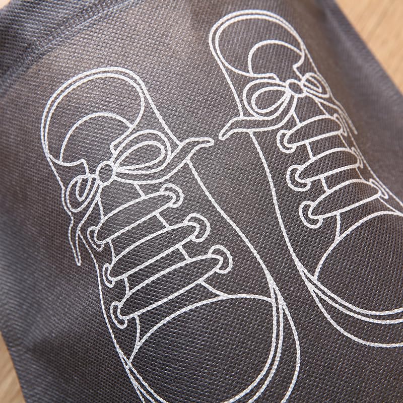 5 Pack Shoe Storage Bags with Transparent Window, Drawstring Closure, Space-Saving Design, Ideal For Travel & Home Organization Bags, Dark Gray3