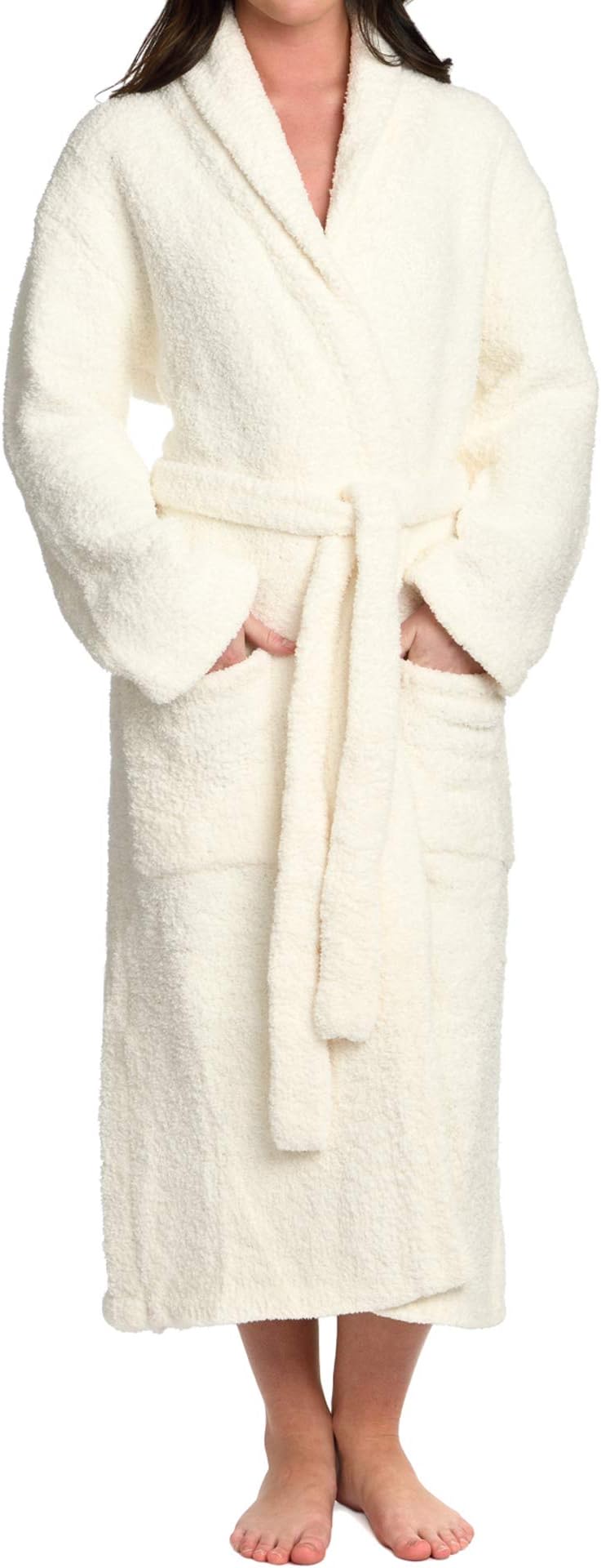 Kashwére Heavenly Soft Robe (Creme, Adult Size XL, Unisex) Luxury Plush Signature Shawl Collar Spa Robe - Warm & Cozy Ultra Soft Bathrobe for Men & Women