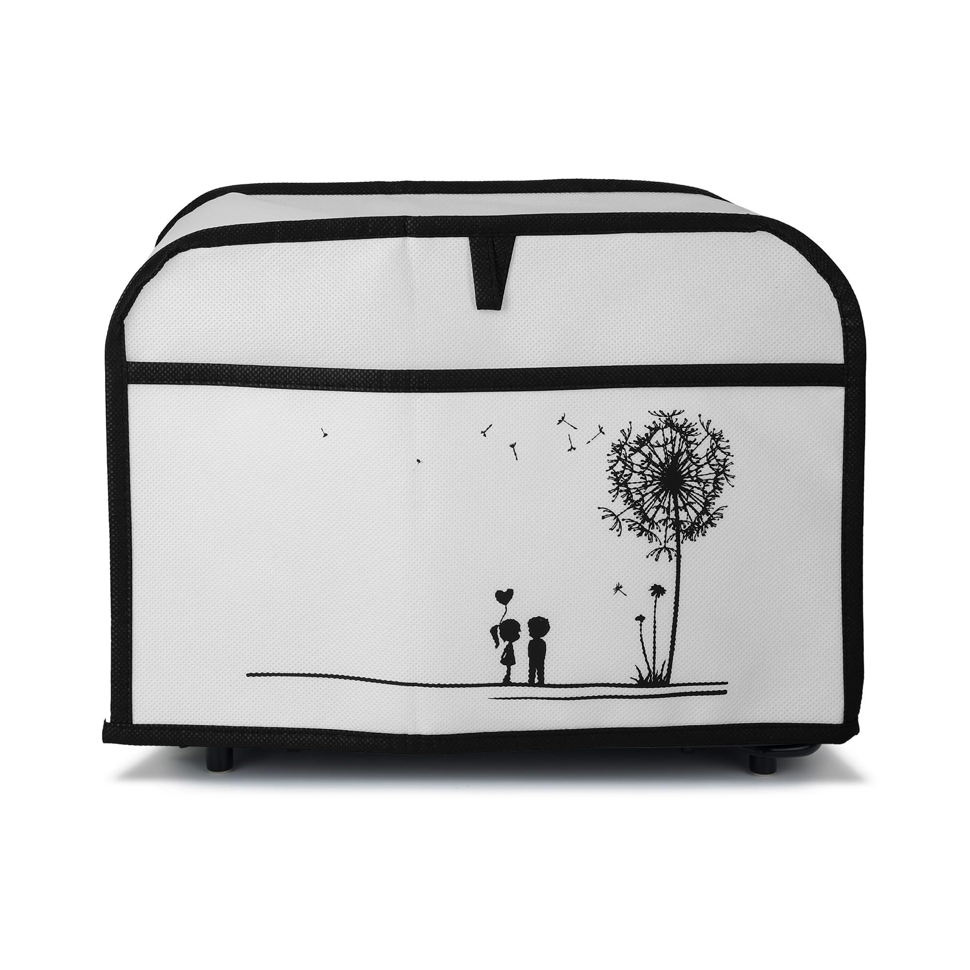 kwmobile Cover Compatible with 2 Slice Toaster - Cover for Toaster - Dandelion Love Black/White-picture-34