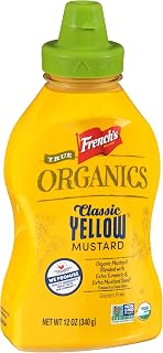 French's True Organics Classic Yellow Mustard 12 oz - Bold Organic Flavor with Extra Turmeric & Mustard Seeds, Gluten-Free