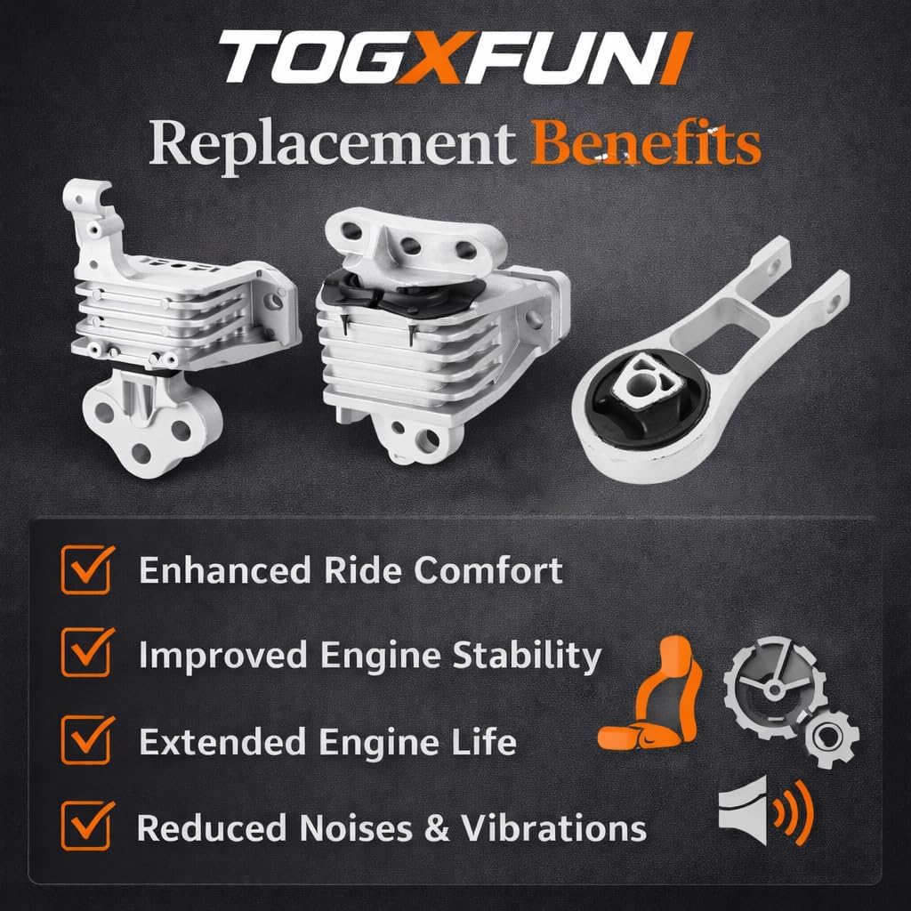 3PCS Engine Motor & Transmission Mounts Compatible with 2014-2021 Jeep Cherokee, for 2015-2019 Chrysler 200 2.4L, Replace# OE 68192831AF 68418876AB 68157441AD 3378/ 3380/ 3308