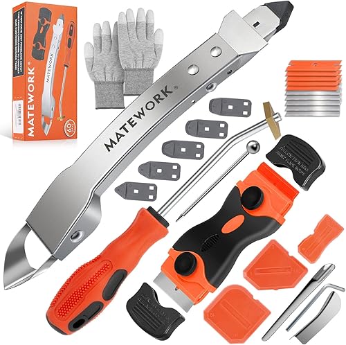 Kit de herramientas de calafateo de acero inoxidable, juego de herramientas de calafateo con guantes resistentes a cortes, raspador, herramientas de