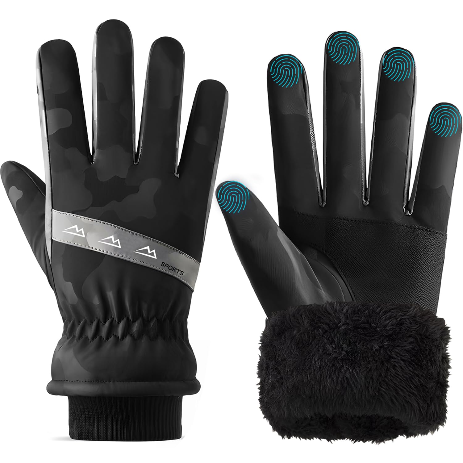 seenlast Gants Chauffants Homme Femme, Gants Chauffants Fins avec Batterie 7,4V 2200mAh Rechargeable, 3 Températures Réglables, Écran Tactile, Heated Gloves Chauffe Mains pour Ski Moto Randonnée