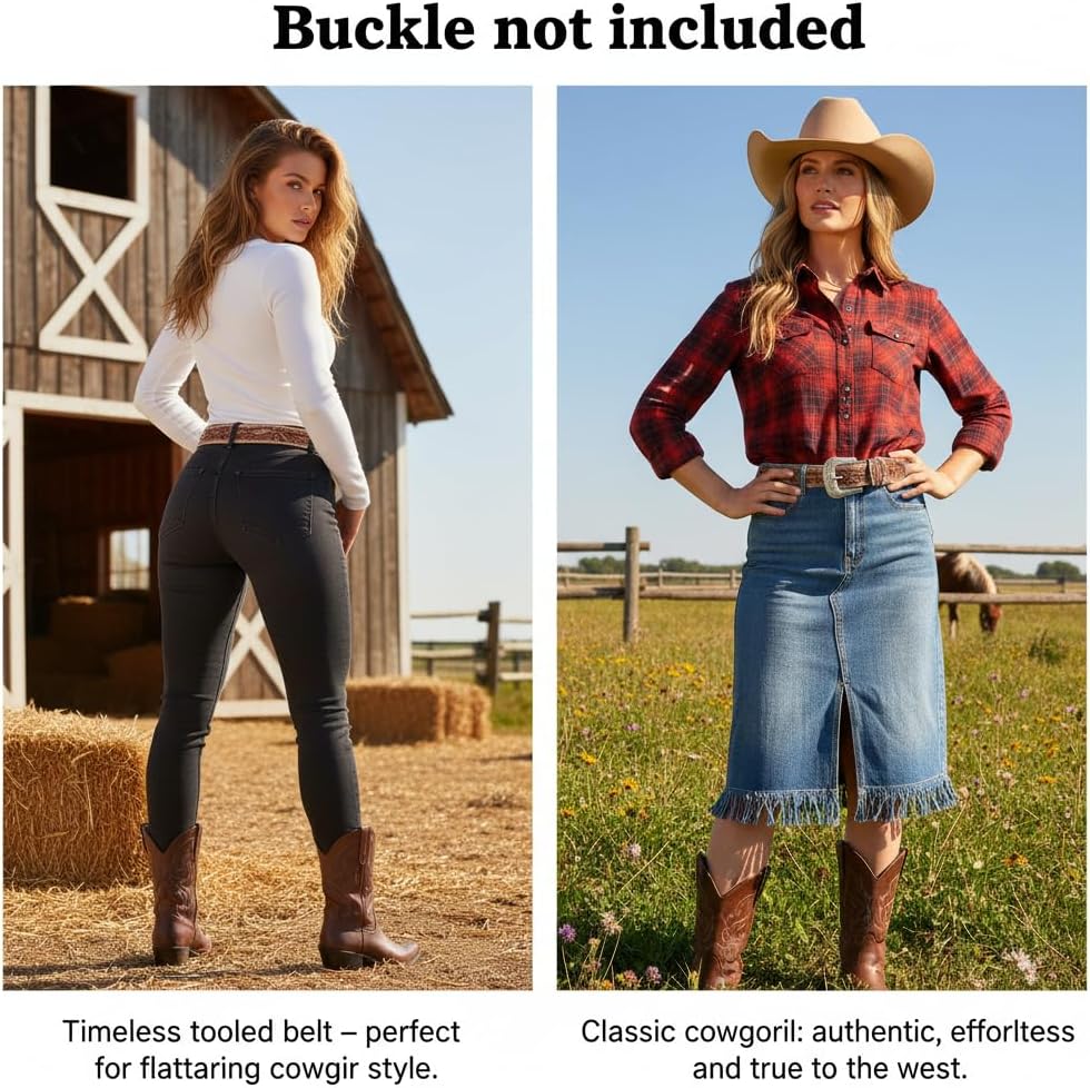 F&L CLASSIC Western Belt without buckle for men – Full Grain Leather Cowboy Belts for jeans - One Piece Leather strap belt - Image 5