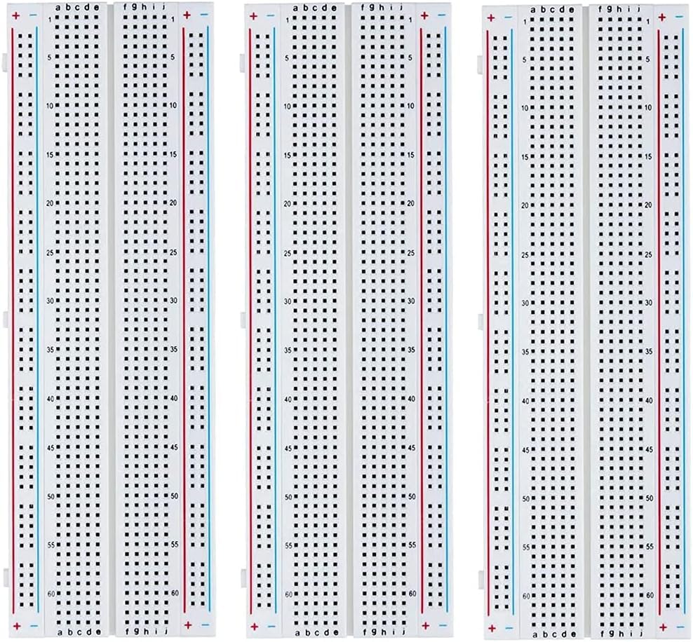 Besomi Electronics 3-Pack 830-Tie Point Solderless Breadboards for Prototyping - Compatible with Arduino & Raspberry Pi Projects