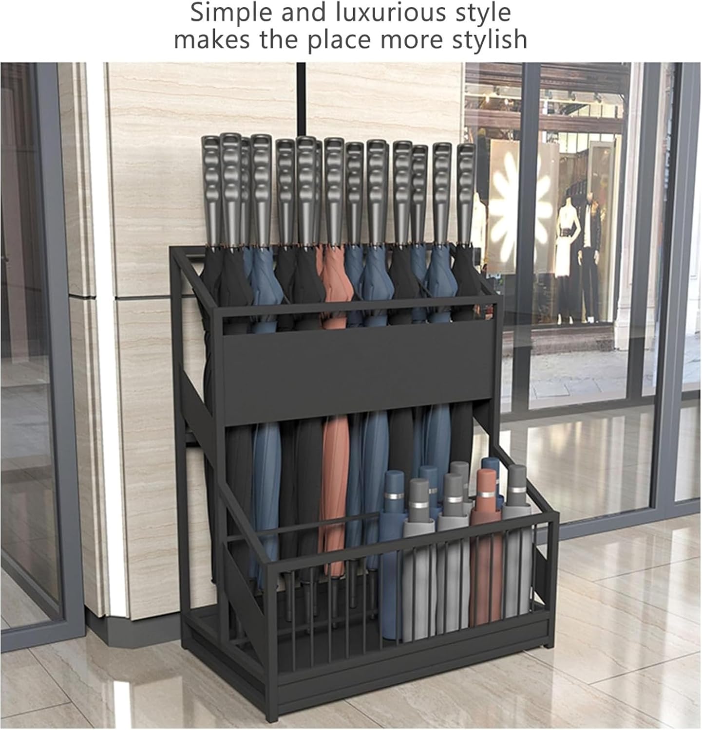 Large Capacity Commercial Metal Umbrella Holder，School Office Hotel Corridor Entrance Umbrella Organizer，Large-capacity Standing Umbrella Standumbrella Stand Indoor Entryway，Metal Umbrella Holder